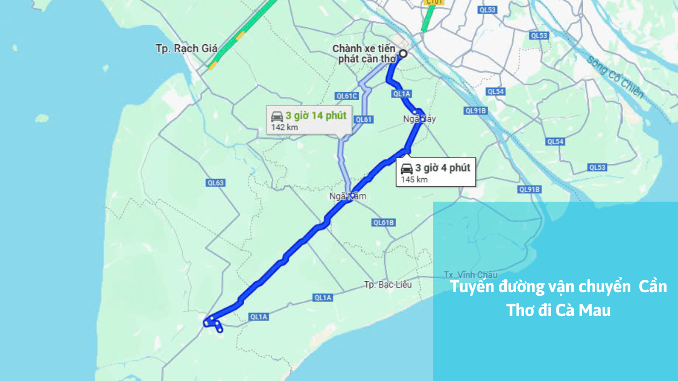 tuyến đường vận chuyển cần thơ đi cà mau